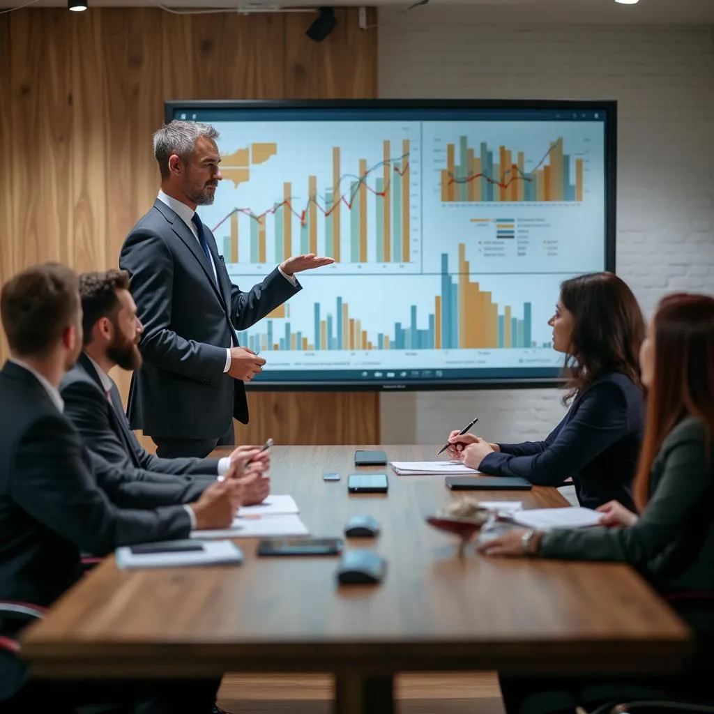 Consultor empresarial presentando estrategias